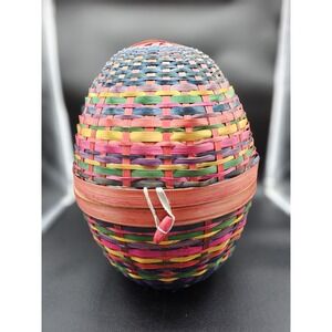Vintage Easter Egg Shaped Basket‎ Multicolor 1960s Spring